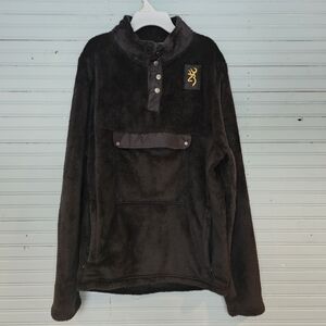 Browning Sherpa Fleece Quarter Snap Pullover Black Boys Size L